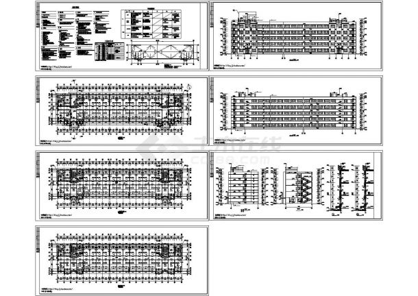 某6307平米5层框架结构新疆区服装公司宿舍楼建筑施工图纸（标注明细）（长74.9米 宽17.9米）-图一