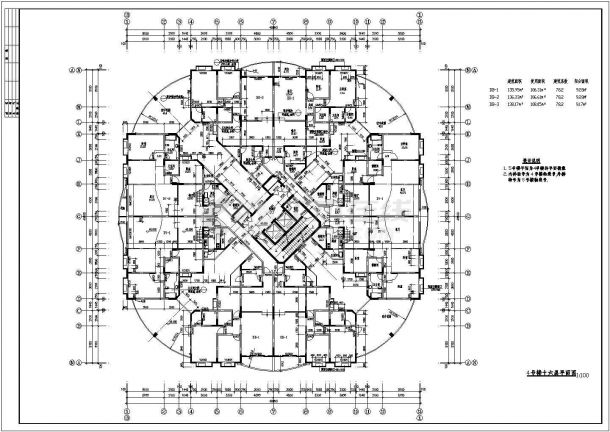 详细的一套高层住宅设计方案CAD图纸-图一