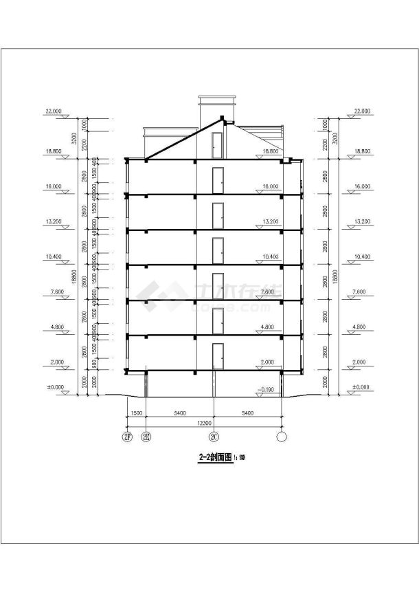 四川省某地区多层底商住宅楼建筑施工图-图二