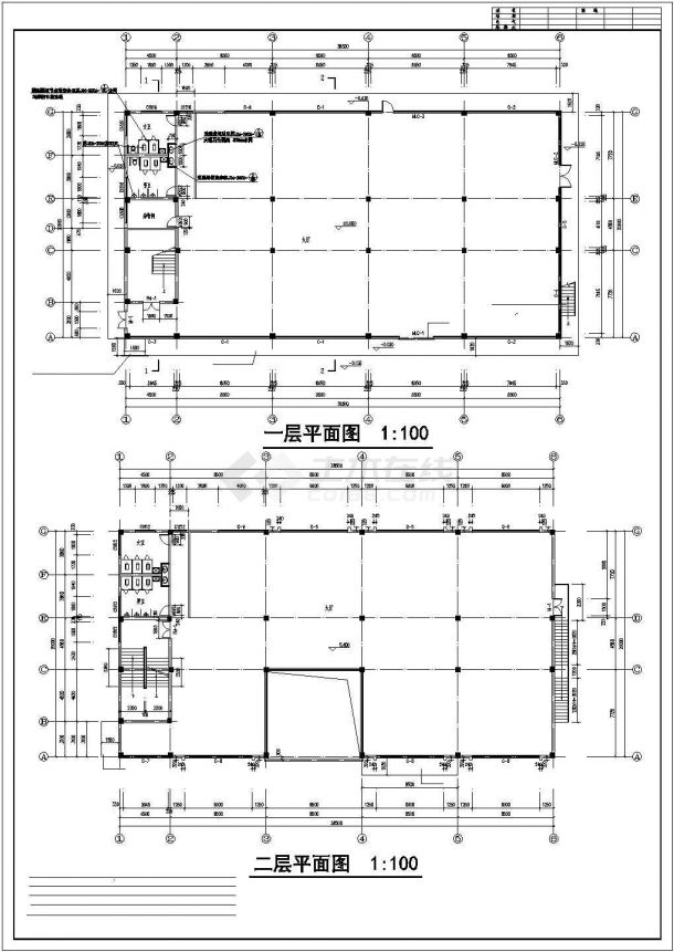 某地小型多层企业办公楼建筑施工图（标注详细）-图一
