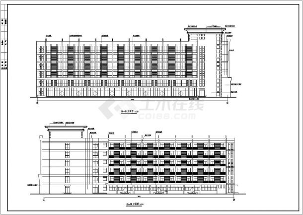 某地区大型工厂员工宿舍建筑设计cad施工方案图-图一