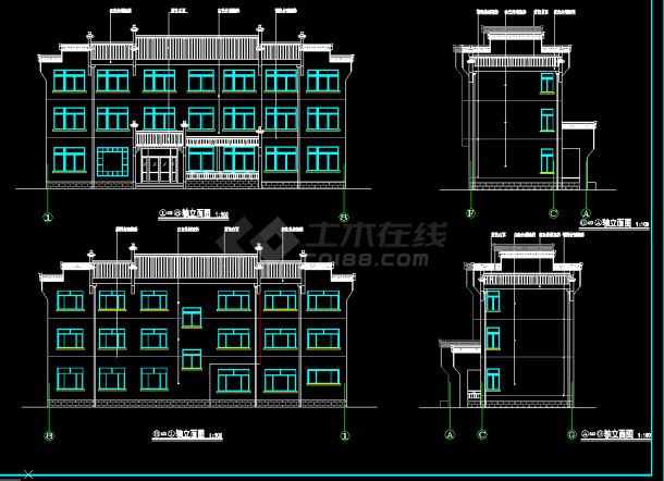 某地小型三层中式办公楼建筑方案图-图二