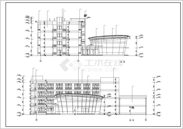 某地小型实用四层商务楼建筑施工图-图二