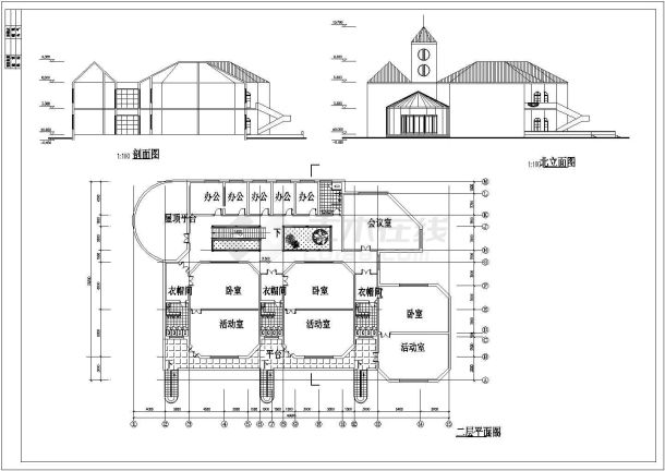 某地区小区幼儿园建筑设计cad方案图-图二