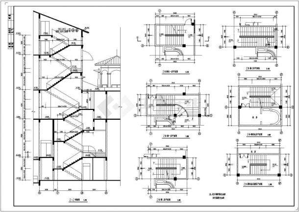 某社区中心三层楼梯建筑设计节点详图-图一