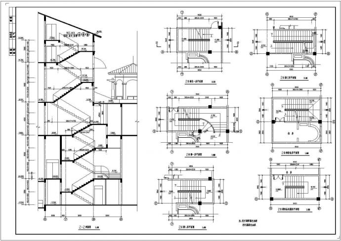 某社区中心三层楼梯建筑设计节点详图_图1