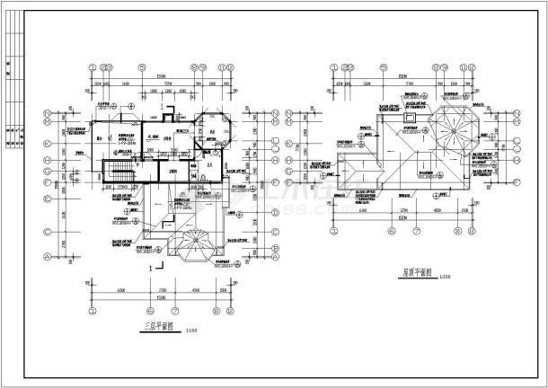 某三层小型别墅建筑设计图纸（共7张）-图二