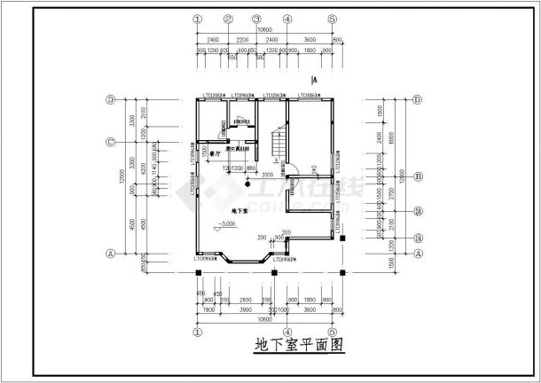 含地下室的两层别墅建筑设计CAD图-图一