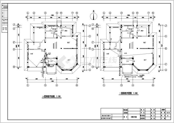一整套别墅电气强弱电设计cad施工图-图二