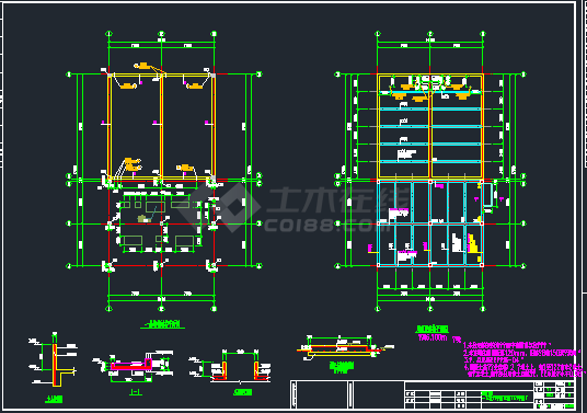 某地单层框架结构消防水池水泵房结构施工图-图二
