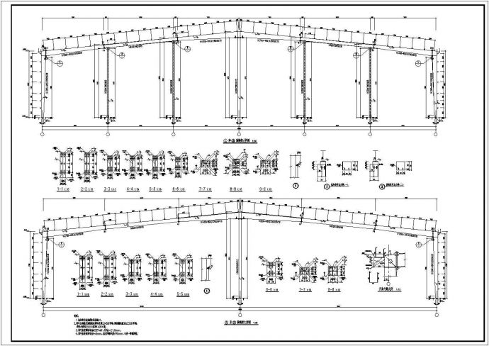 某地48米跨门式刚架结构原料库结构施工图_图1