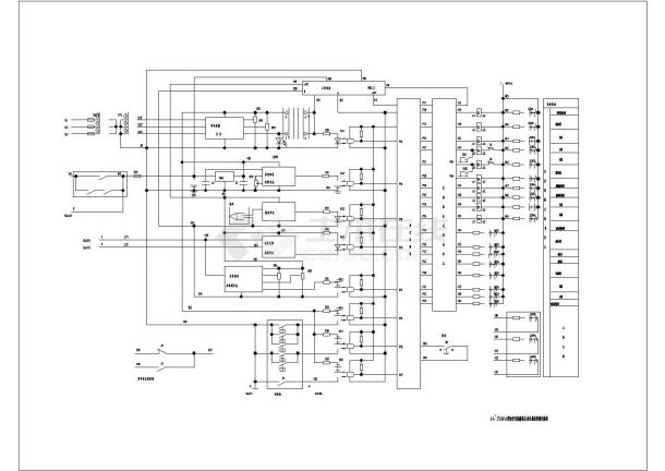 200kv柴油发电机电脑自动化机组cad控制电路施工图-图二