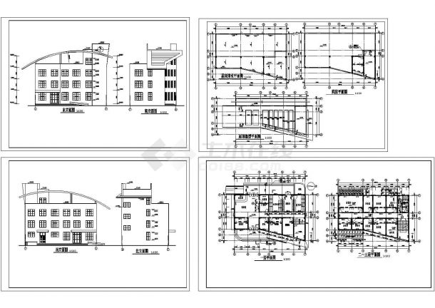 4层小汽车站建筑设计施工图（长22.4米 宽14.6米 ）-图一