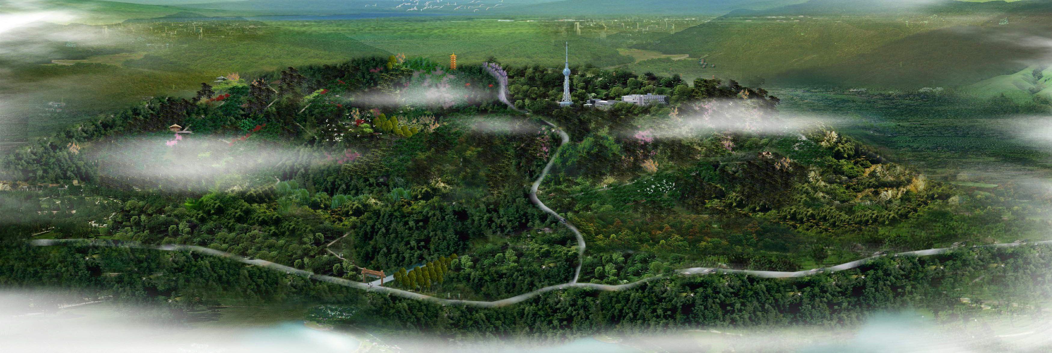 某省级森林公园总体规划鸟瞰图