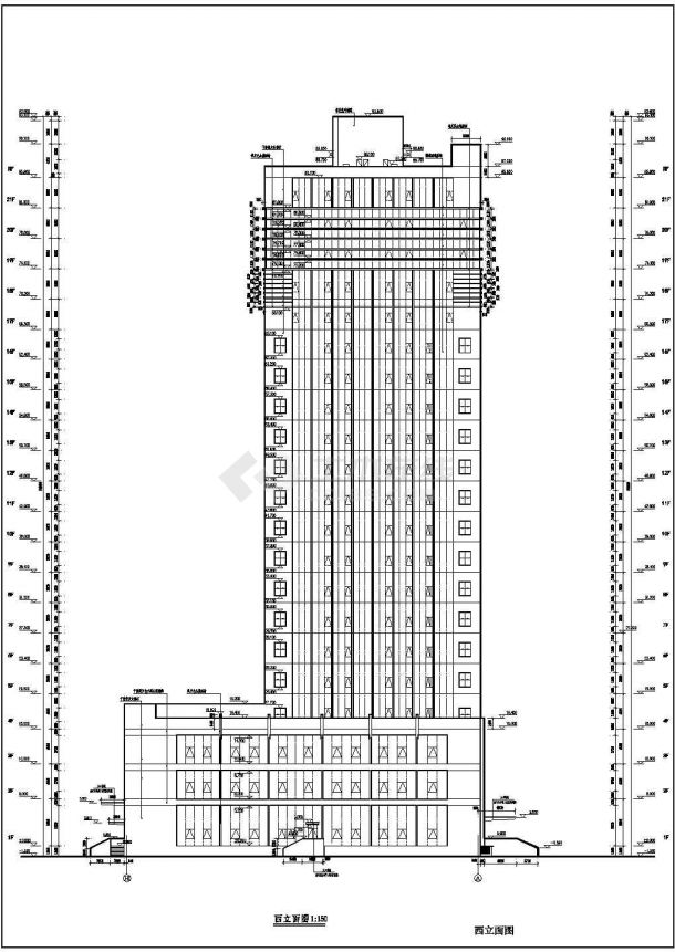 某地大型二十一层办公综合楼建筑设计图-图一