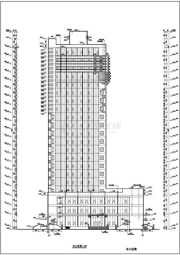 某地大型二十一层办公综合楼建筑设计图-图二