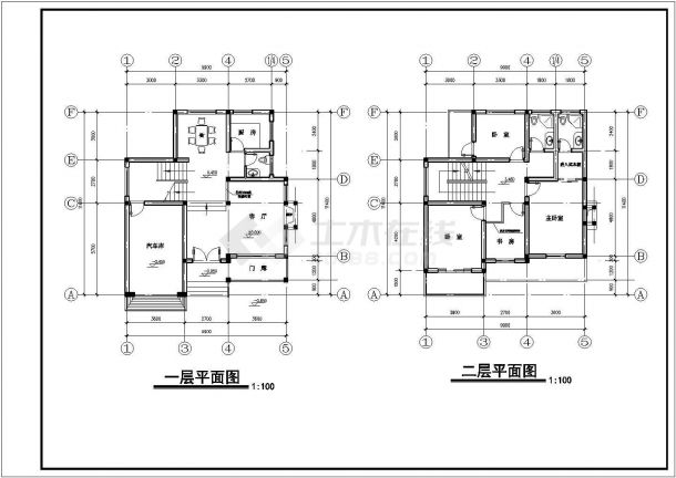 某二层小型别墅建筑方案图（共4张）-图一