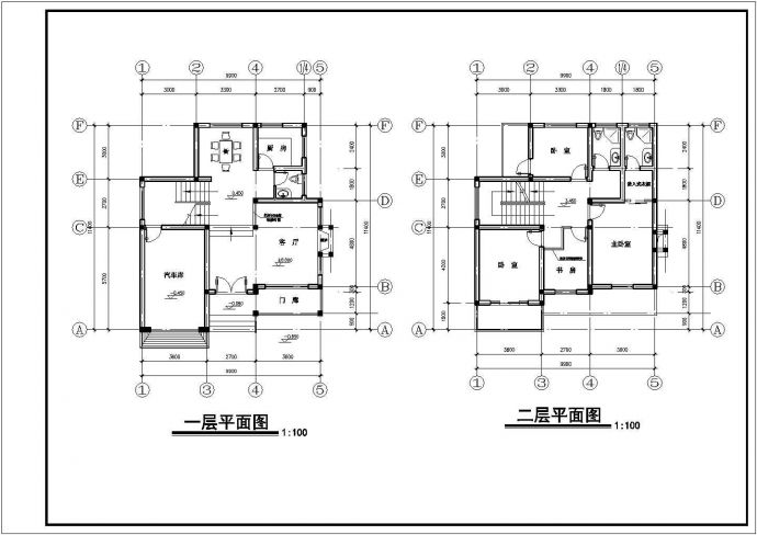 某二层小型别墅建筑方案图（共4张）_图1