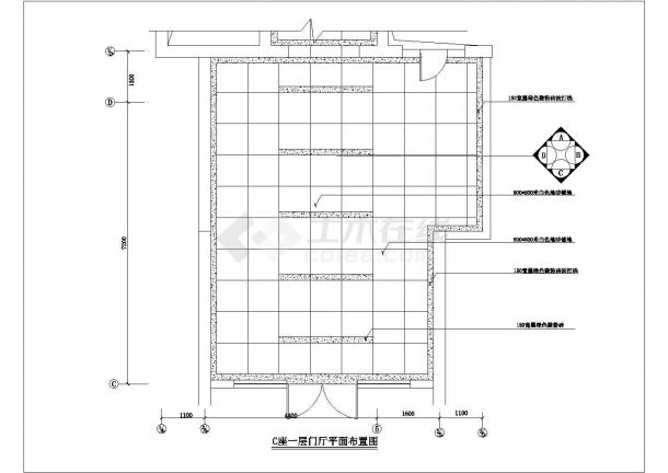 某地区大型一层门厅装修施工设计图纸-图一