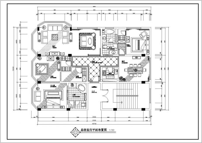 某地区大型总统套房装修施工设计图_图1