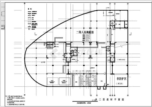 某风格地下室人防建筑施工cad设计详图-图二