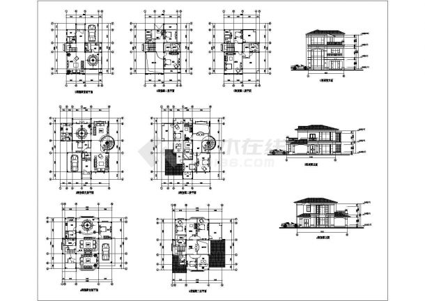 三套小别墅建筑方案图纸（共10张）-图一