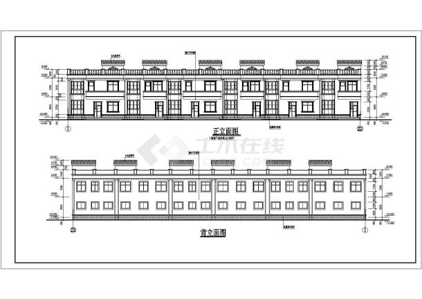 某地区一套联排住宅楼cad设计施工方案图-图一