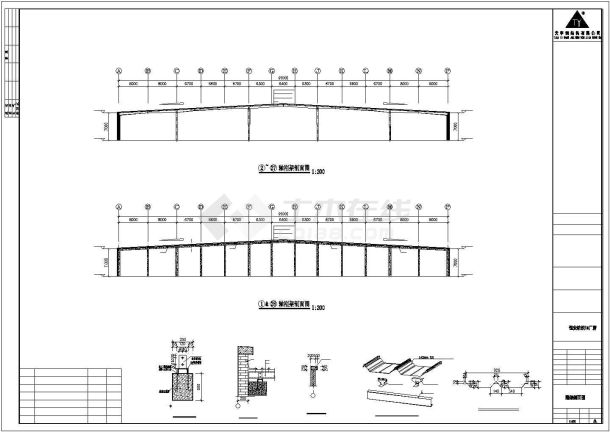 某钢结构厂房建筑设计方案CAD图-图二