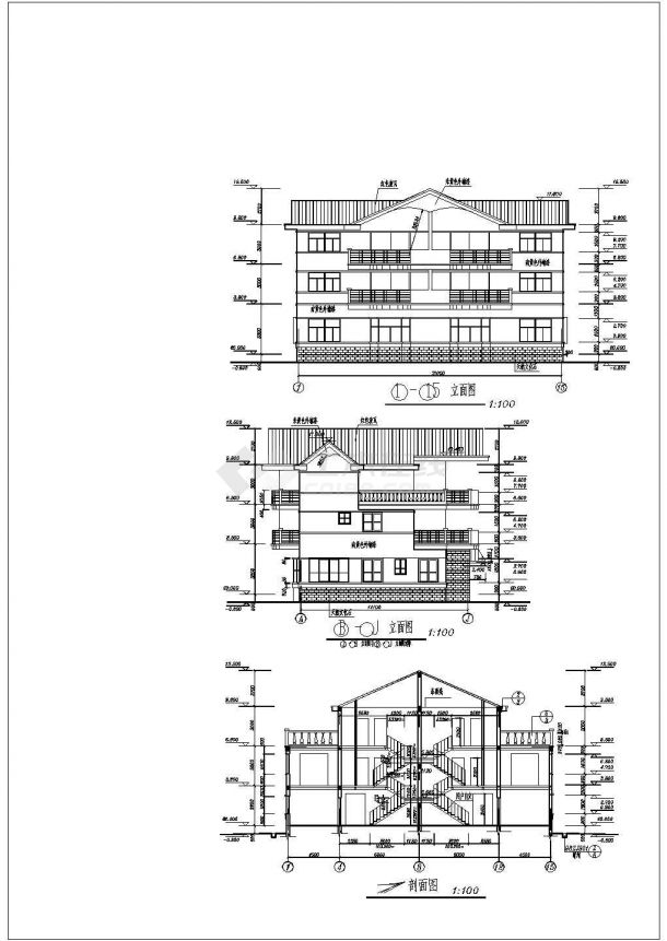 某地三层双拼别墅设计建筑规划施工图-图一