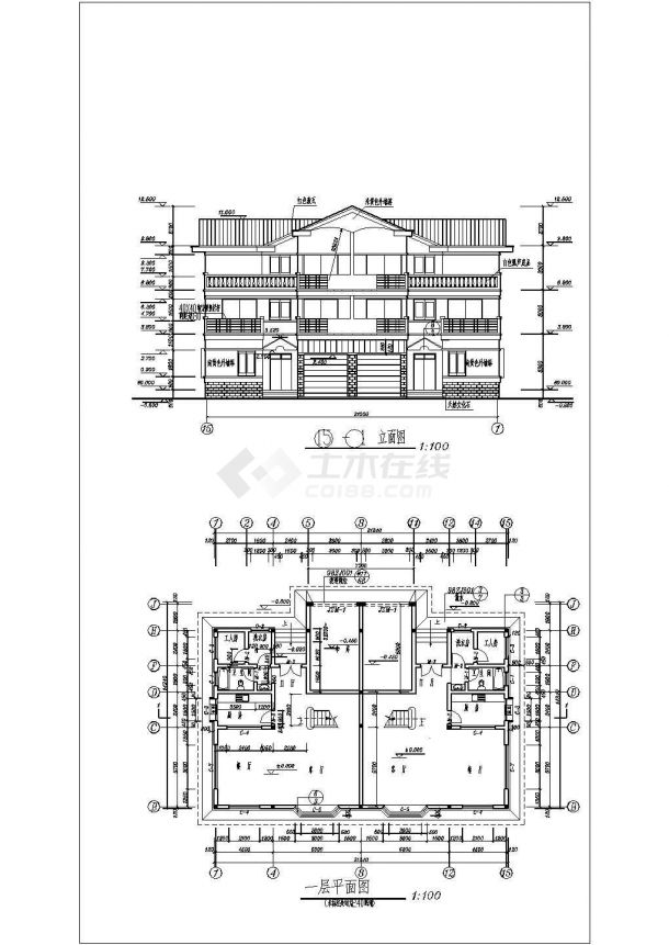 某地三层双拼别墅设计建筑规划施工图-图二