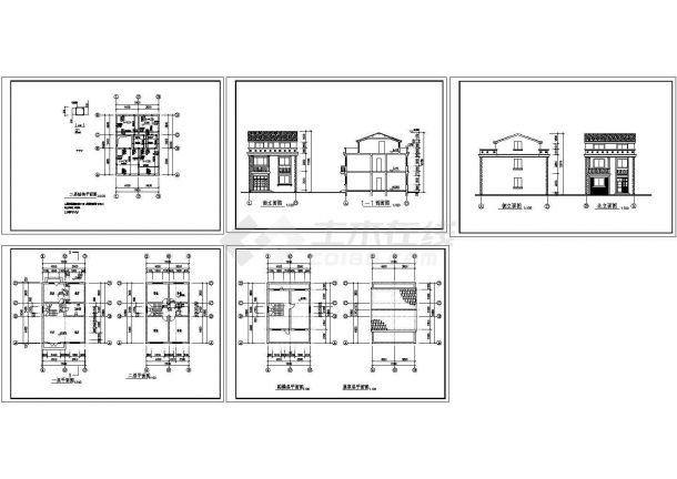 二层别墅建筑结构图纸（共5张）-图一