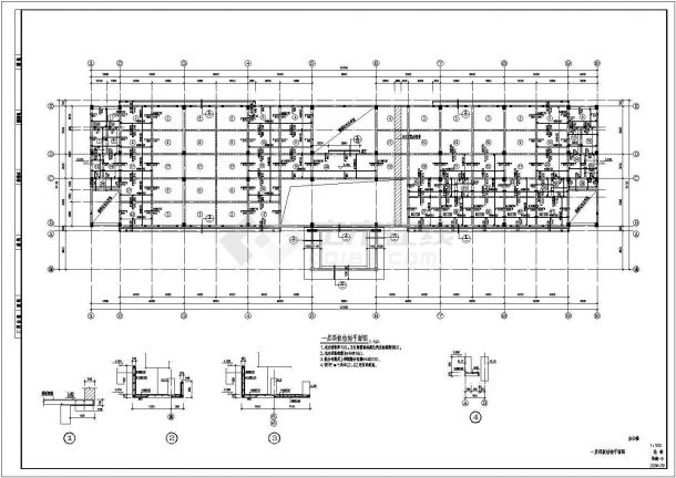 某地3层框架结构办公楼结构设计施工图-图二