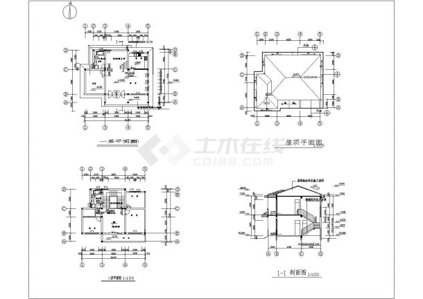 某地二层小型砖混别墅结构设计施工图-图一