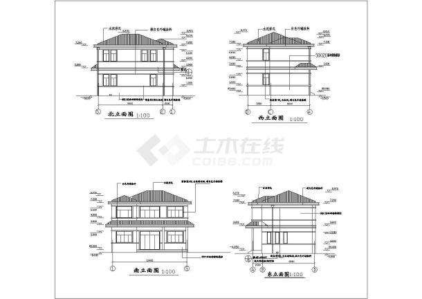 某地二层小型砖混别墅结构设计施工图-图二