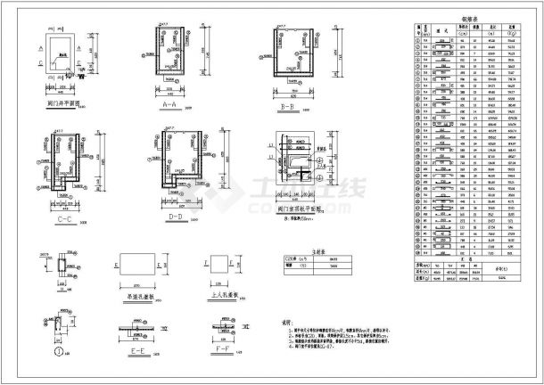 某城市水利工程小型橡胶坝结构钢筋图-图二