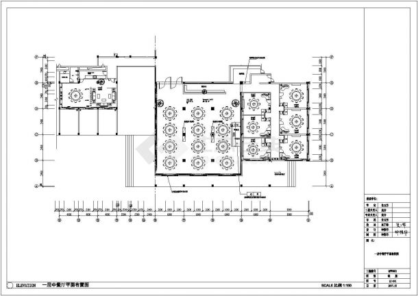 某地区高级西餐厅装修平面cad布置图-图一