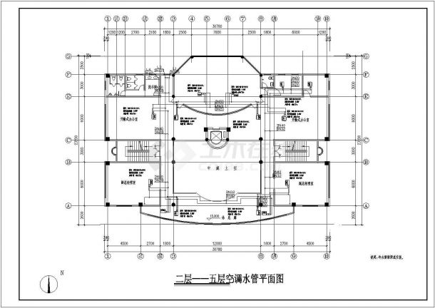 某办公楼的空调管cad平面布置图-图二