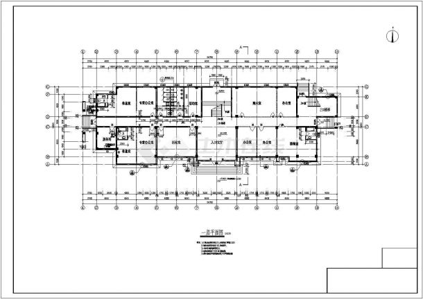 某船艇公司四层办公楼建筑施工图（共14张）-图一