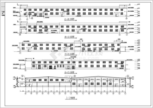 某轻钢厂房建筑CAD设计施工图纸-图一