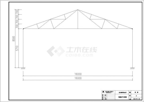 某地单层三角形钢屋架厂房结构施工图-图一