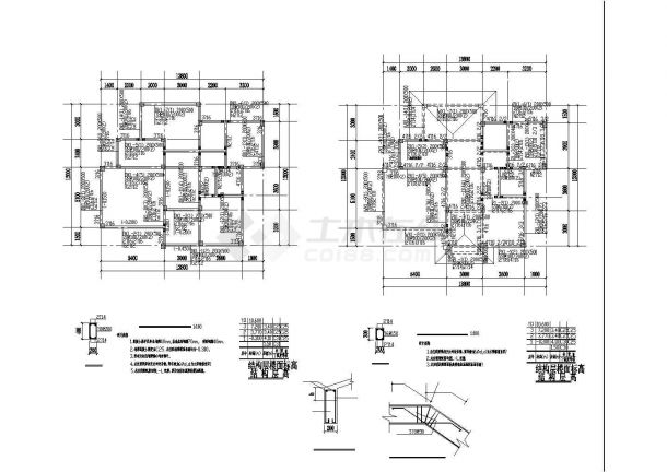 某地自建单体三层别墅结构施工图纸-图二