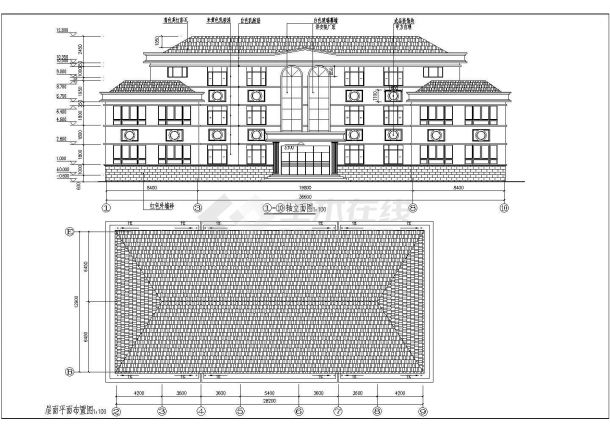某公司厂区办公楼建筑设计施工CAD图纸-图一