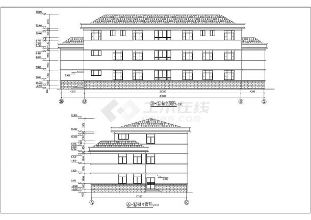 某公司厂区办公楼建筑设计施工CAD图纸-图二