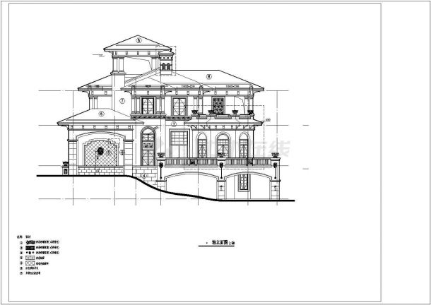 某地区西班牙风格二层别墅建筑cad施工图-图二