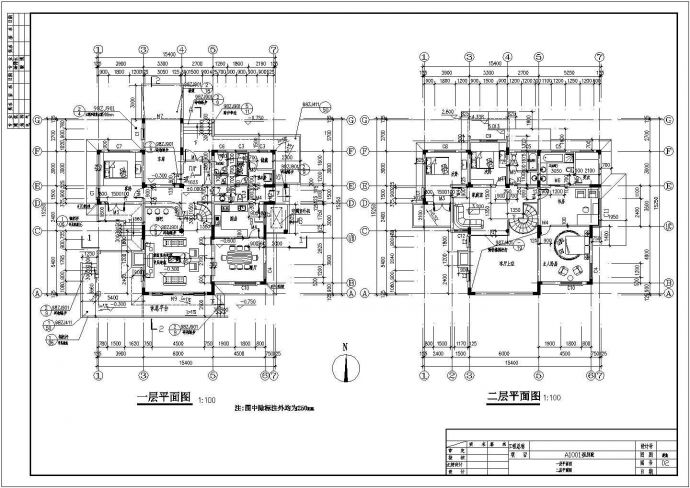 简单小巧的一套别墅建筑设计CAD图纸_图1
