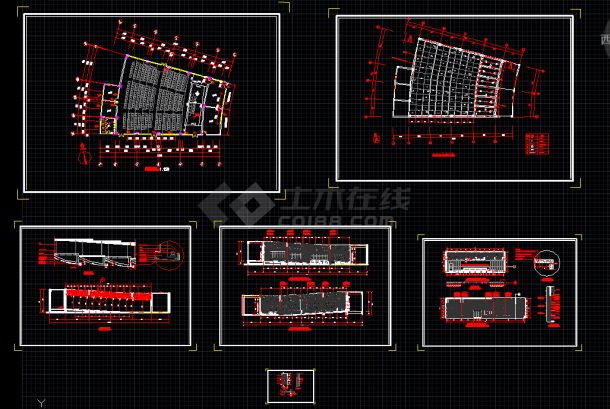 某大学阶梯大会议室建筑cad施工图（共6张）-图一
