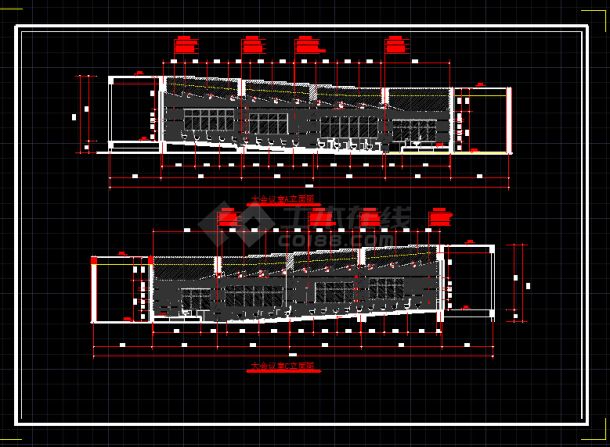 某大学阶梯大会议室建筑cad施工图（共6张）-图二