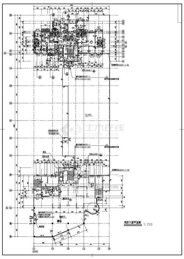 某地大型商场建筑平面图纸（共3张）-图二