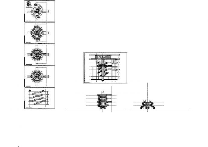 某地下1地上6层住宅楼核心筒（旋转楼梯）设计cad施工详图（大院设计）_图1