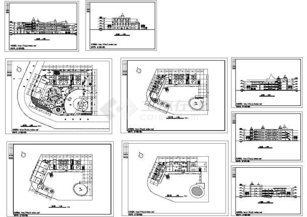 四层幼儿园平面建筑施工cad图，共九张-图一